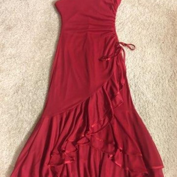 WILL DONATE LAST CALL - Red Strapless Ruffle Hem (think salsa!) Dress - Small - Picture 1 of 12